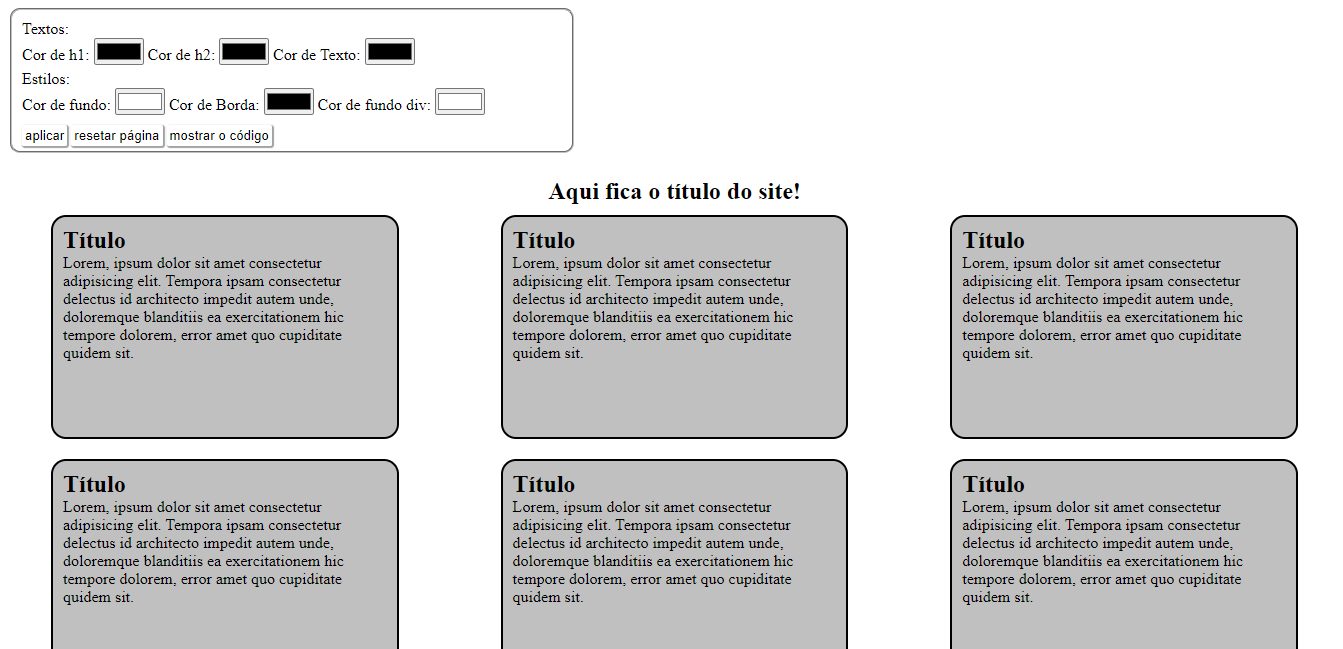 site para testar cor projeto